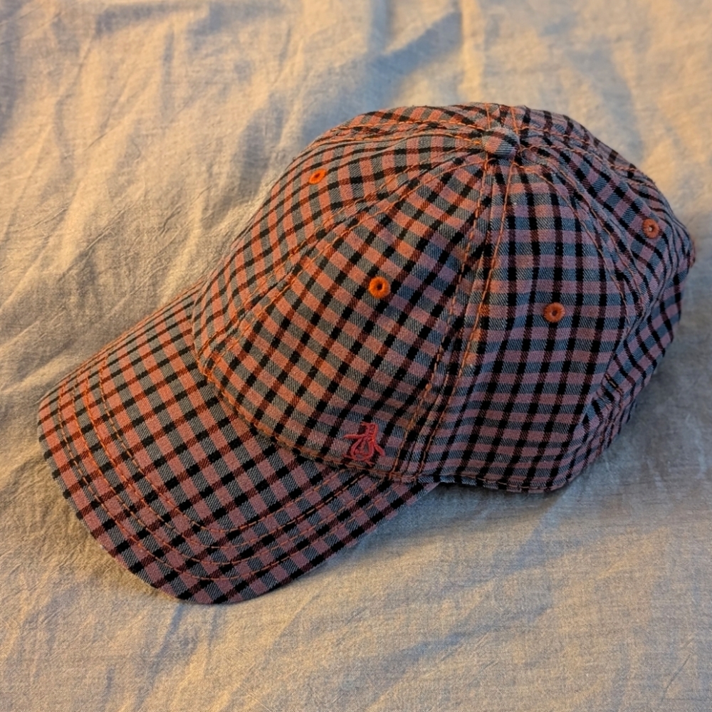 Original Penguin Plaid Orange Black Cap